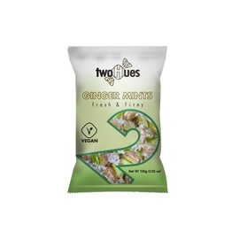 Two Hues Ginger Mints Sweet 100g | Pack of 1 | Fresh & FIRY | Vegan | Gluten Free | Palm Oil Free | No Artificial Preservatives | Individually Wrapped.
