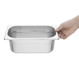 Vogue Stainless Steel1/4 Gastronorm Pan 2.5Ltr/100mm Deep Food Container