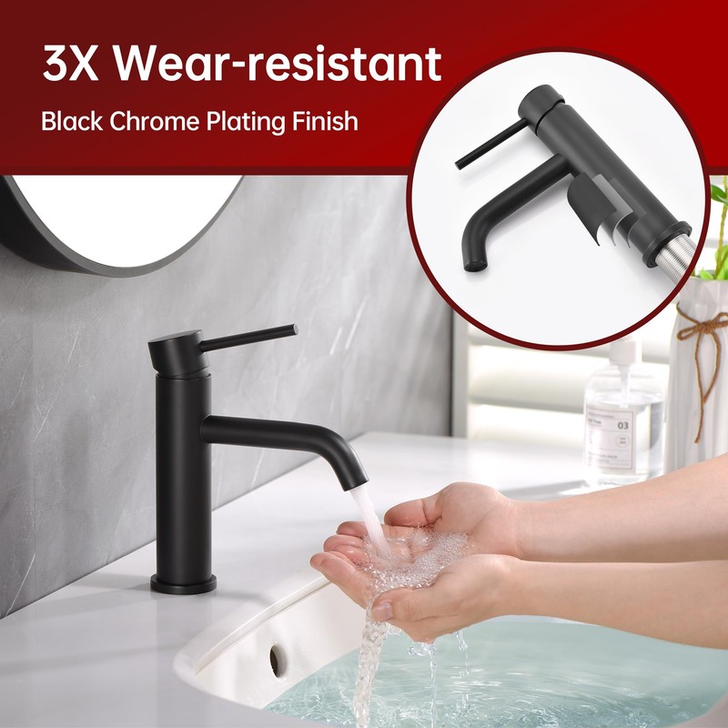 SUMERAIN Matte Black Bathroom Sink Faucet Single Handle Single Hole