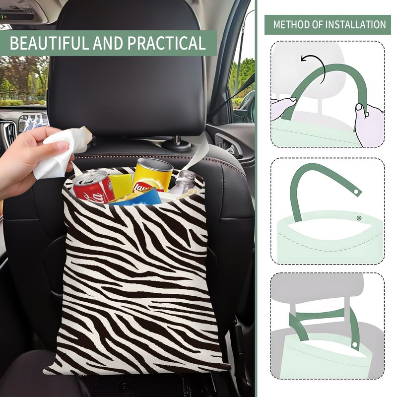Cute Car Trash Can, Hanging Canvas Car Back Seat Organizer