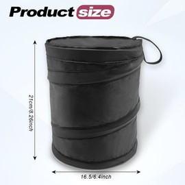 KEVWR Waterproof Oxford Cloth Collapsible Pop Up Car Trash Bag Hanging, Car Trash Can, Mini Vehicle Trash Can, Portable Car Trash Can, Rubbish Bin for Car, Truck, SUV, Minivan, 1 Pack Black