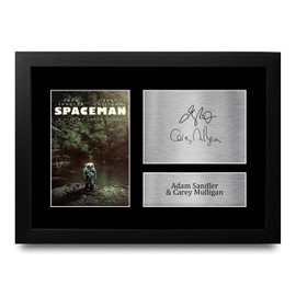 HWC Trading Adam Sandler & Carey Mulligan Spaceman Gifts Printed Signed Autograph Picture for Movie Memorabilia Fans - A4 Framed