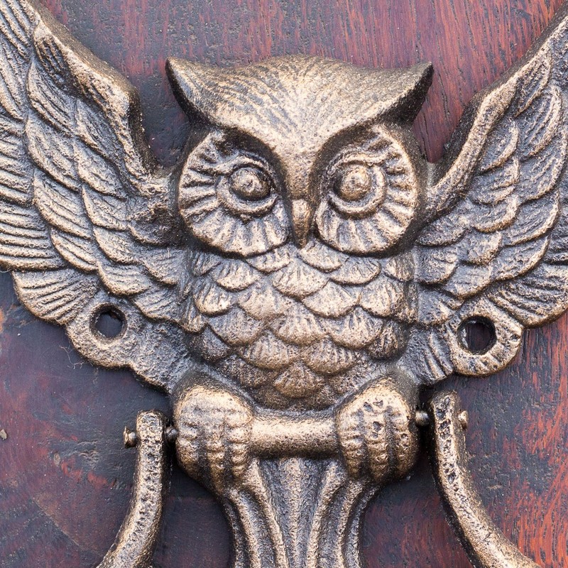 Antikas Door Knocker with Owl Design, Cast Iron Door Fitting,