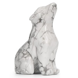 Artistone White Howlite Crystal Wolf Statue 2.0 inch Gem Wolf Figurine Animal Sculpture Healing Stones Reiki Gifts for Meditation Home Decor