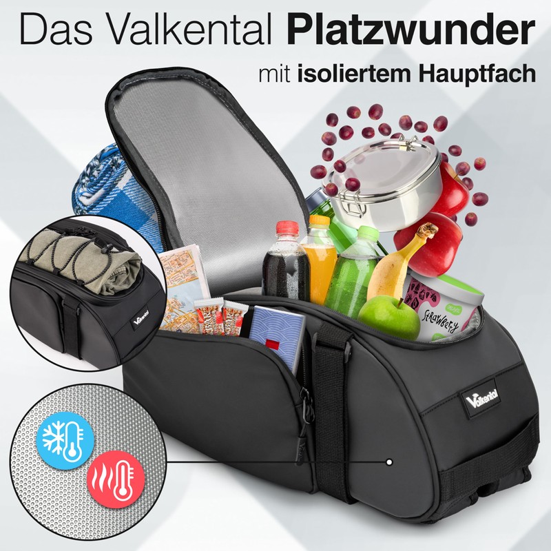 Valkental - 3-in-1 Bicycle Bag for Pannier Rack with Cooling