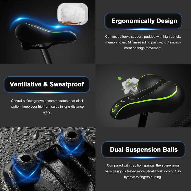 Xmifer Oversized Bike Seat, Comfortable Bike Seat - Universal Replacement