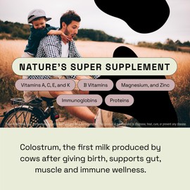 MOOVE Bovine Colostrum Powder Vanilla Bean Flavor, Grass-Fed Dutch Cows, Immune & Gut Support, Natural Protein Superfood for Energy & Recovery, 4.23oz