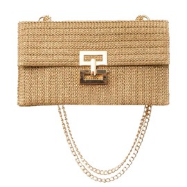 Summer Straw Clutch Bag Straw Crossbody Bags for Women Hand Woven Straw Purse Beach Hobo Bag 2024, A-khaki, Medium