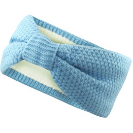 Lined Headband Hair Band Ear Warmers for Women and Girls Knitting Pattern with Bow and Soft Fleece Lining SB1019X