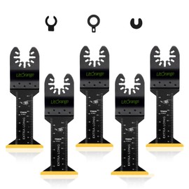 Litorange 5 Pcs Extra-Long Titanium Oscillating Multitool Blades, Universal Quick Release Saw Blades for Cutting Metal Nails Screws Wood and Plastic