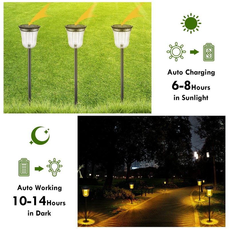 200 Lumen Solar Pathway Lights Outdoor for Yards,2 Pack Pathway