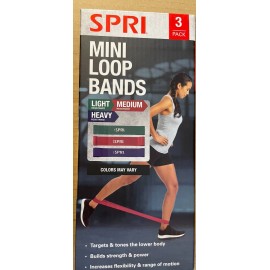 SPRI Mini Loop Bands Kit, Set of 3 - Light, Medium, Heavy Resistance Bands