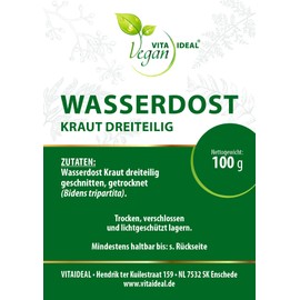 VITA IDEAL Vegan® WASSERDOST - Kraut dreiteilig 100g geschnitten & getrocknet - Eupatorium cannabinum - WASSERDOSTKRAUT - Kräuter Tee & Aufguss.Natürlich, pflanzlich & ohne Zusatzstoffe.