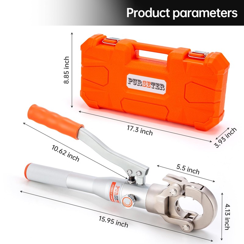 Purseter Copper Tube Fittings Hydraulic Pipe Crimping Tools with 1/2",3/4"