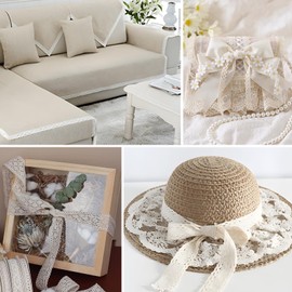 Lace Ribbon, 10 Yards Lace Trim, 4 cm Width, Fine Woven Wavy Cotton Lace, White Vintage Lace Trim, DIY Cotton Net Lace Border for Curtain Clothing