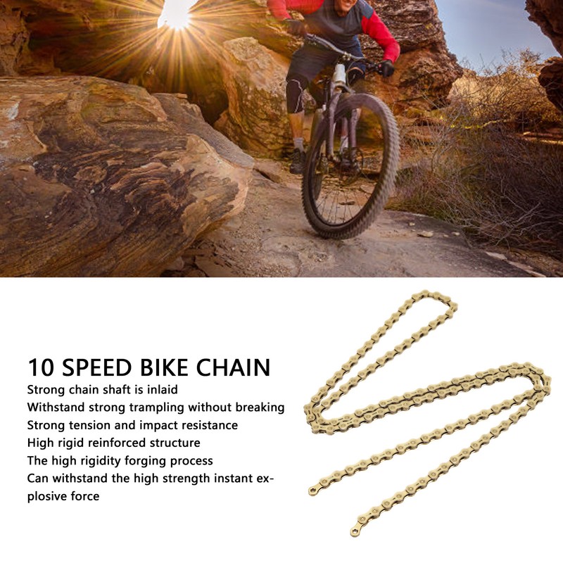 Gold 10 Speed Bike Chain Half Hollow Lightweight Bicycle Chain