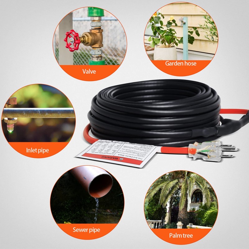 TOPDURE Intelligent Pipe Heat Cable for Pipe Freeze Protection, Self-Regulating
