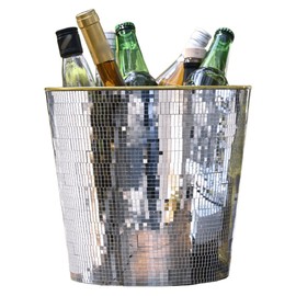 Brillantreal Small Silver Disco Ball Ice Bucket for Parties, Champagne & Cocktail Bar, Wedding, Home Decor