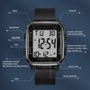 Digital Watch EL Backlit Waterproof Multifunctional Stylish Square Watch for