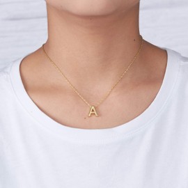 Philip Jones Gold Plated Initial Necklace Letter A Created with Zircondia® Crystals