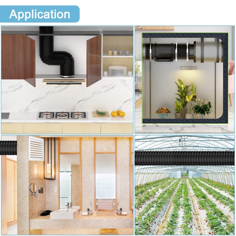 4inch Aluminium PVC Ventilation Air Ducting Flexible Hose 100mm with