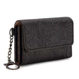 Montana West × Wrangler Coin Purse for Men Women Embossed Leather Coin Pouch Small Wallet, Black