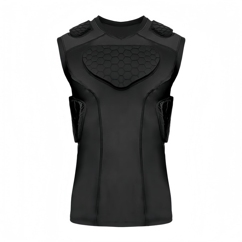 Topeter Padded Compression Shirts with Chest, Rib, Shoulder & Back