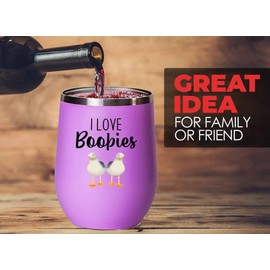 Bird Lover Pink Edition Wine Tumbler 12oz - Love Boobies - Hummingbird Nest Cage Parrot Dad Gardening Outdoor Birdwatcher Feeder