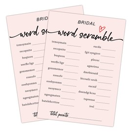 Minimalist Pink Bridal Shower Games, Bridal Word Scramble Bridal Shower Game for 25 Guests, Funny Wedding Games for Rehearsal Dinner, Wedding Bachelorette Engagement Party Supplies-C09