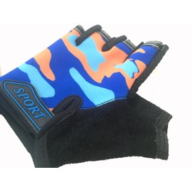 EurHouse Fingerless Kids Bike Gloves Anti-slip Half Finger Cycling Running Biking Mittens Girls Boys Children 4-12Y (Orange)