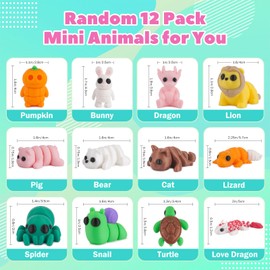 Outgoto Mini 3D Printed Animals - 12pcs Colorful and Unique Animal Figurines - Fun 3D Printed Sculptures for Collectors and Home Decor