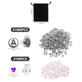 1100 Letters And Love Beads, 1 Storage Bag, Letter Spacer Beads, Round Letter Flat Beads, Craft Beads, Bracelet Woven Beads, Diy Jewelry Accessories
