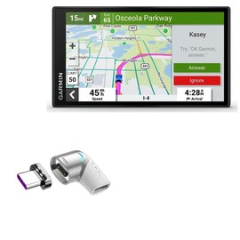 BoxWave Adapter Compatible with Garmin DriveSmart 66 - MagnetoSnap PD Angle Adapter, Magnetic Charging Connector Device Saver - Metallic Silver