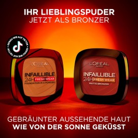 L'Oréal Paris Infaillible 24h Fresh Wear Soft Matte Bronzer, Long-Lasting and Opaque Bronzer, for a Natural and Matte Tan, Colour: 300 Light Medium, Pack of 1