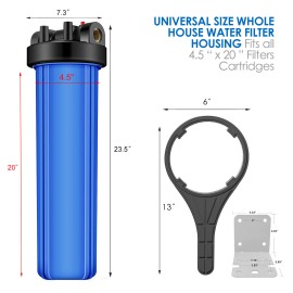 Universal 20 Inch Whole House Water Filter Housing Filtration System &4PCS PP Sediment Set
