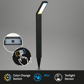 BRILONER - Solar Lamp for Outdoor Use with Twilight Sensor, Sprit Water Protection, Adjustable from Warm White to Cold White, Outdoor Lamp, Floor Light, Path Light, Bollard Light, 66 x 50 x 12.5 cm,