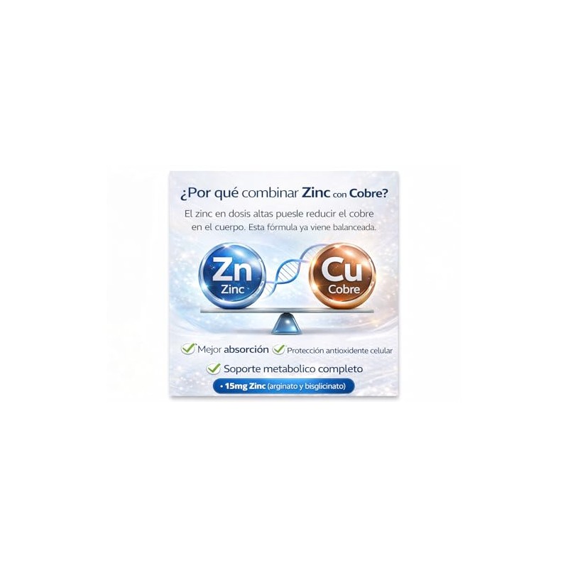 Biovea Zinc y Cobre 15mg de y 2mg de 120