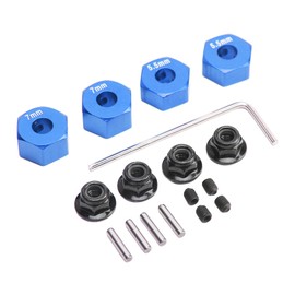 RC Wheel Hub Hex Aluminium Alloy 12mm 5.5mm 7mm Sturdy Safe Running Accessory Set Kit for Traxxas 1/10 Slash 4x4 Rustler Stampede Slash 2WD (Blue)