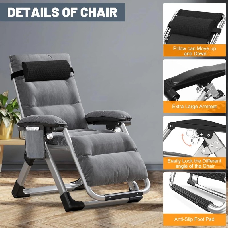 H&ZT Zero Gravity Chair, Adjustable Reclining Lounge Chair With Cushion&Headre