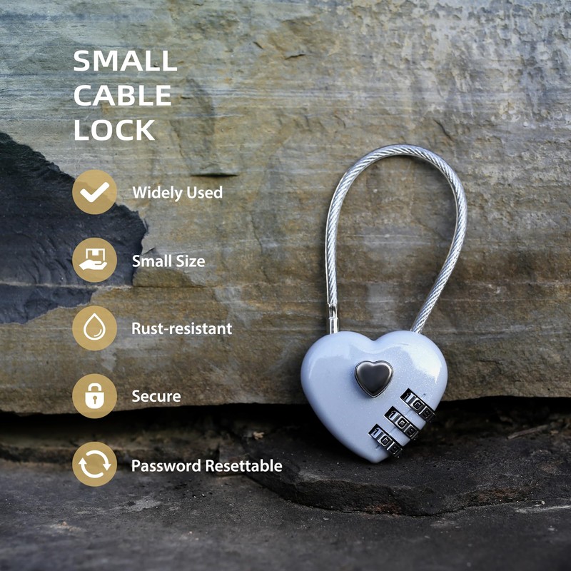 UP Security Combination Padlock, Small Cable Lock with Code, Candados
