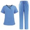 ThreeH Professional Nursing Scrubs Set V-Neck Collar Top Quick-Dry Stretch