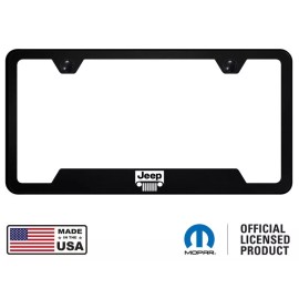 Au-TOMOTIVE GOLD Jeep Grill Emblem Universal Black Unbreakable Polycarbonate License Plate Frame