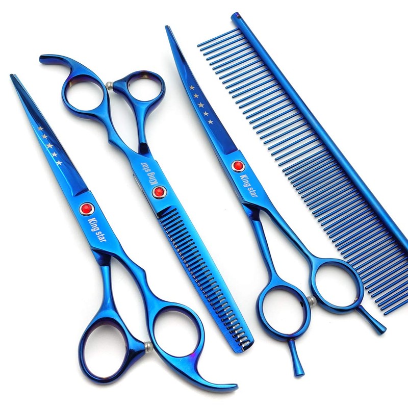 7.0in Titanium Professional Pet Grooming Scissors Set,Straight & Thinning &