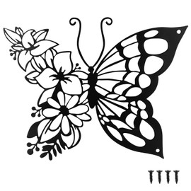 Metal Wall Decoration Black Butterfly Decoration Wall Decoration, Metal Wall Decoration Butterflies, Minimalist Wall Art Black for Bedroom, Living Room, Dining Room, Hanging Decoration (Butterfly)