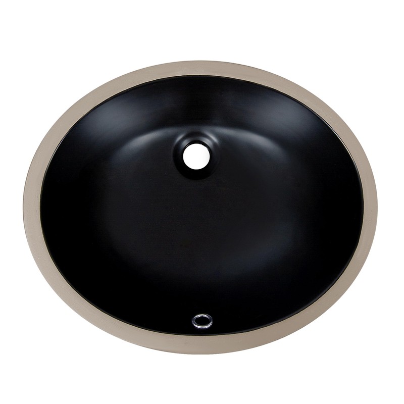 DeerValley DV-1U303B Black Undermount Bathroom Sink 18'' x 15'' Oval