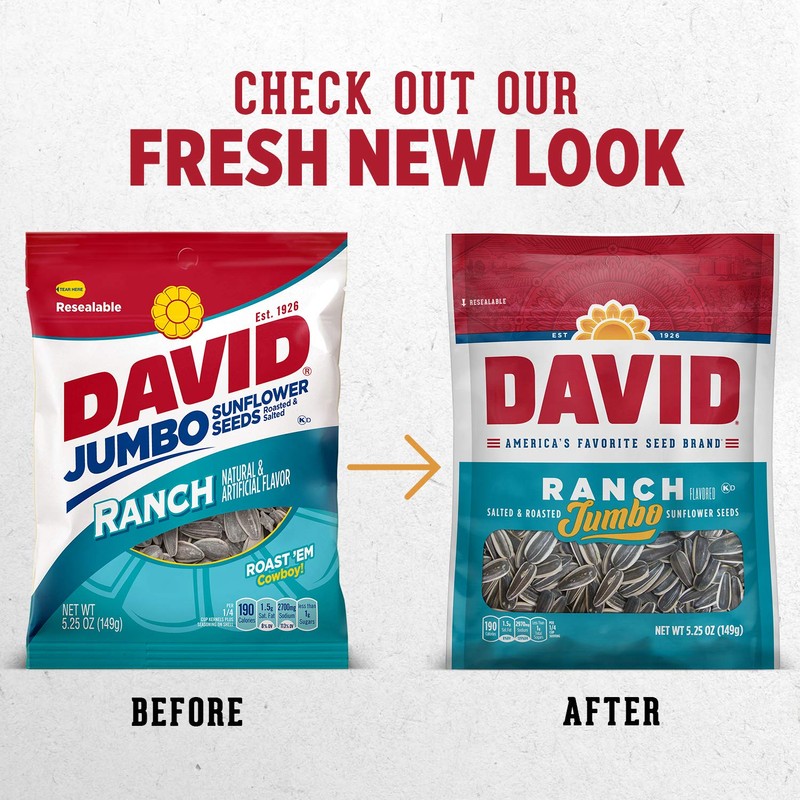 DAVID SEEDS Roasted and Salted Ranch Jumbo Sunflower Seeds, 5.25