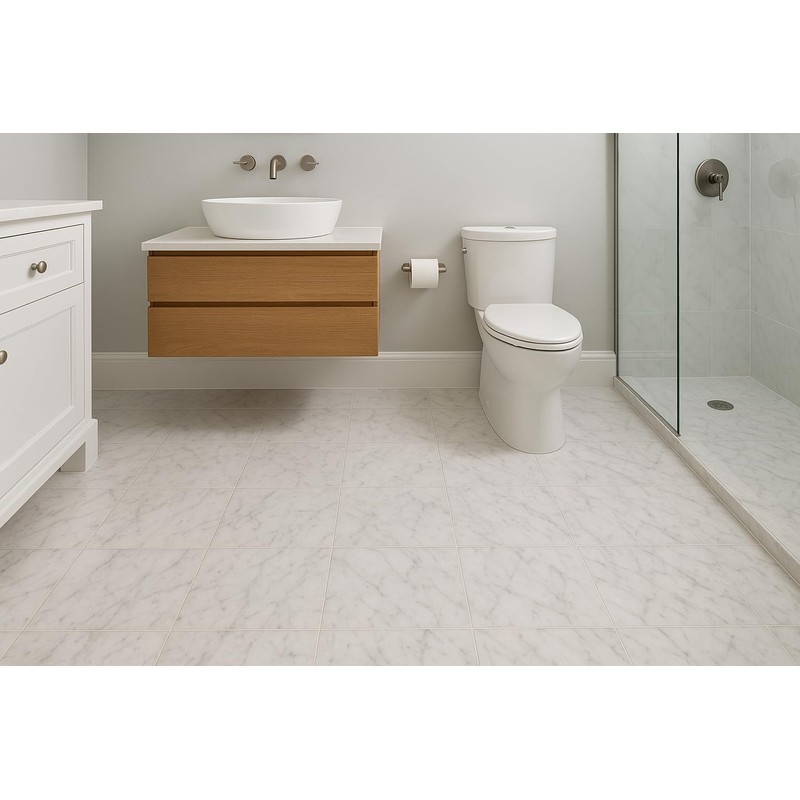Tenedos Carrara Bianco Italian White 12x12 Marble Tile, Honed Matte