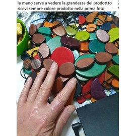 BLUSUPERSHOP Rope Necklace Item 38 and Wooden Adjustable from 45 to 70 cm Colour in Photo Ethnic Elegant for Ceremony Wedding Sports Cocktail, Steel bathroom silver and cord, Wood and rope