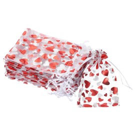 uxcell 100 Pcs Valentine Treat Bags, 5.9" x 4" Heart Cello Treat Bags with Twist Ties, for Cookie Candy Wrapping Supplies, White