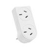 Double Power Adaptor Left Hand White 10A 240V 2 Outlets